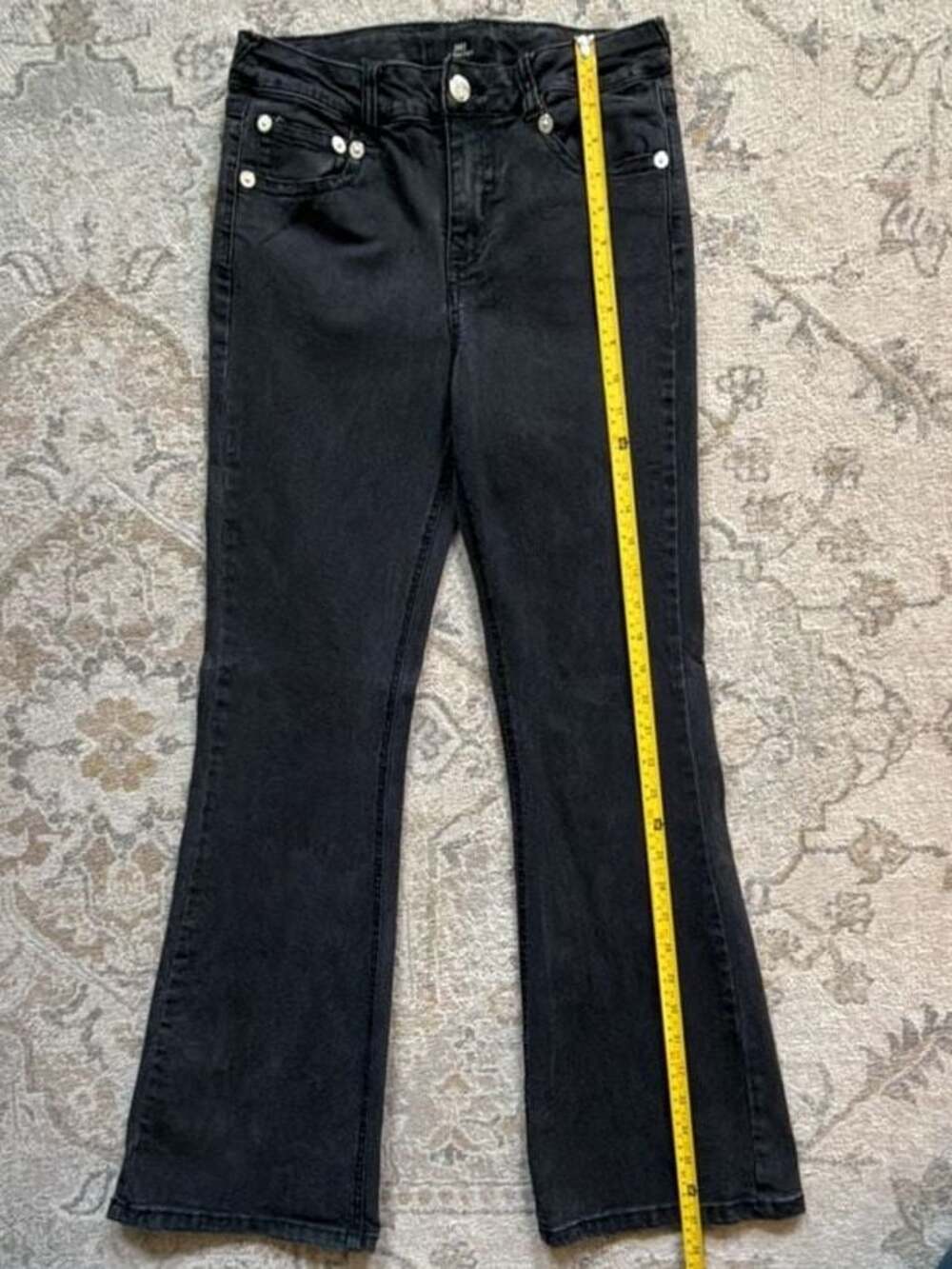 True Religion Joey Hi Rise Flare Black Denim Jeans Size 14